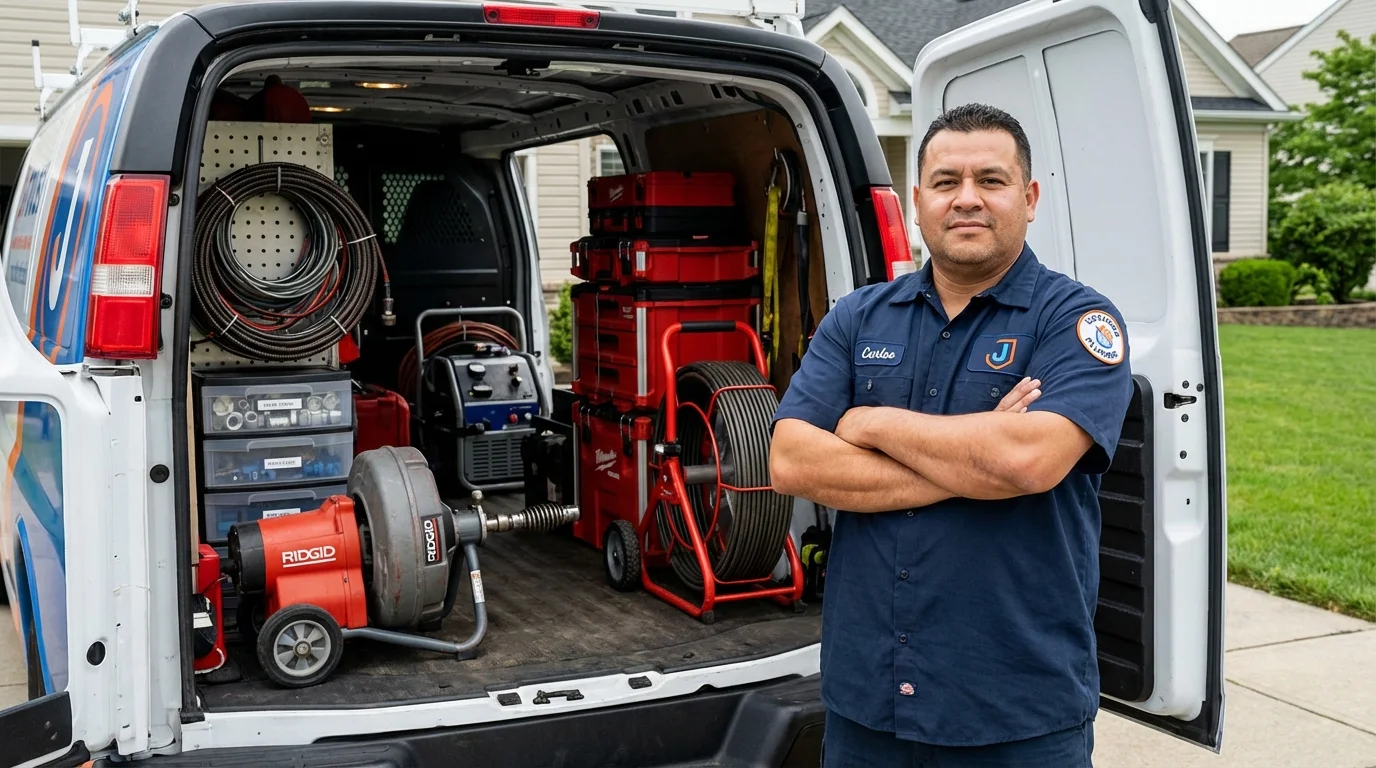 Professional drain cleaning equipment and Johns Plumbing LLC plumber in Keosauqua
