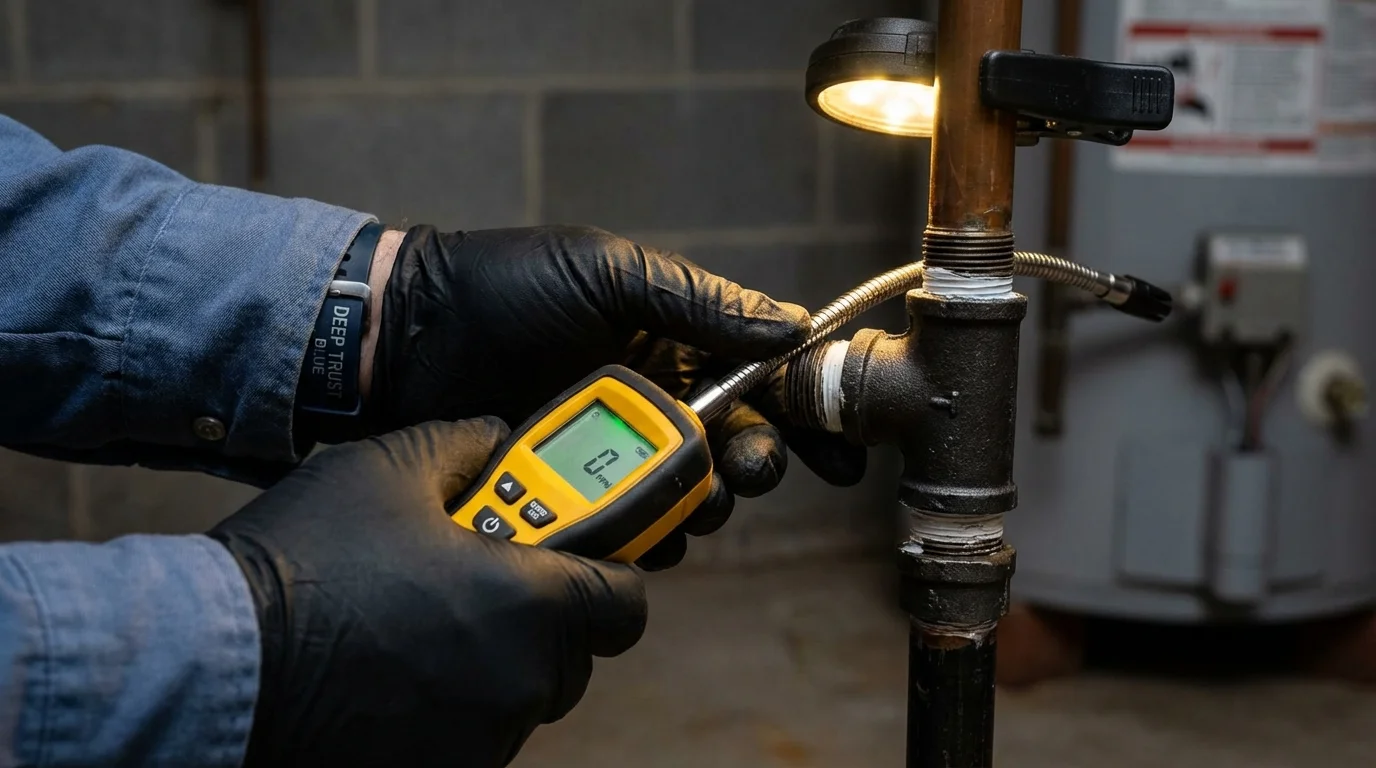 Gas leak detection with electronic sniffer by Johns Plumbing LLC in Keosauqua