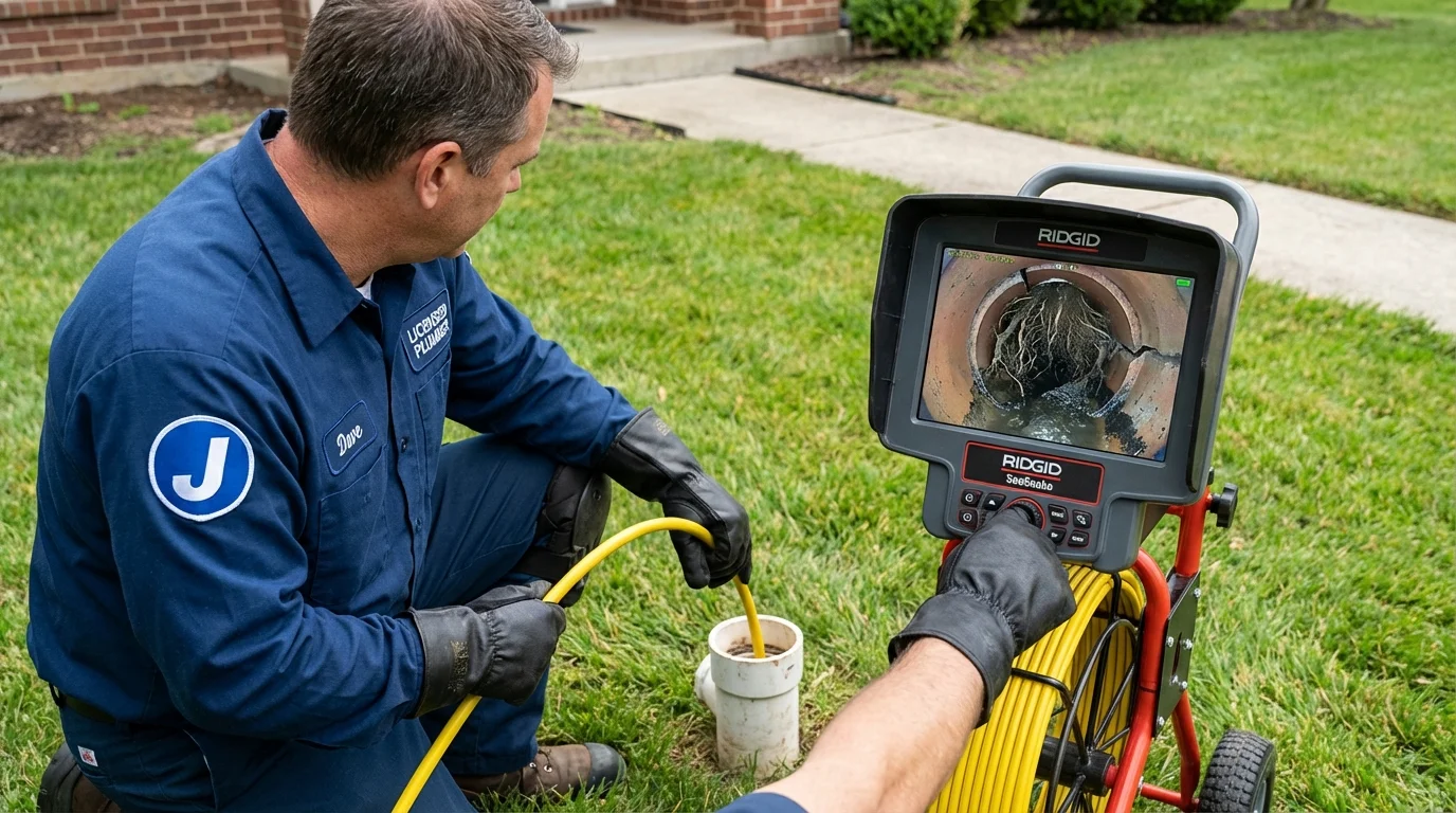 Sewer camera inspection being performed by Johns Plumbing LLC in Keosauqua