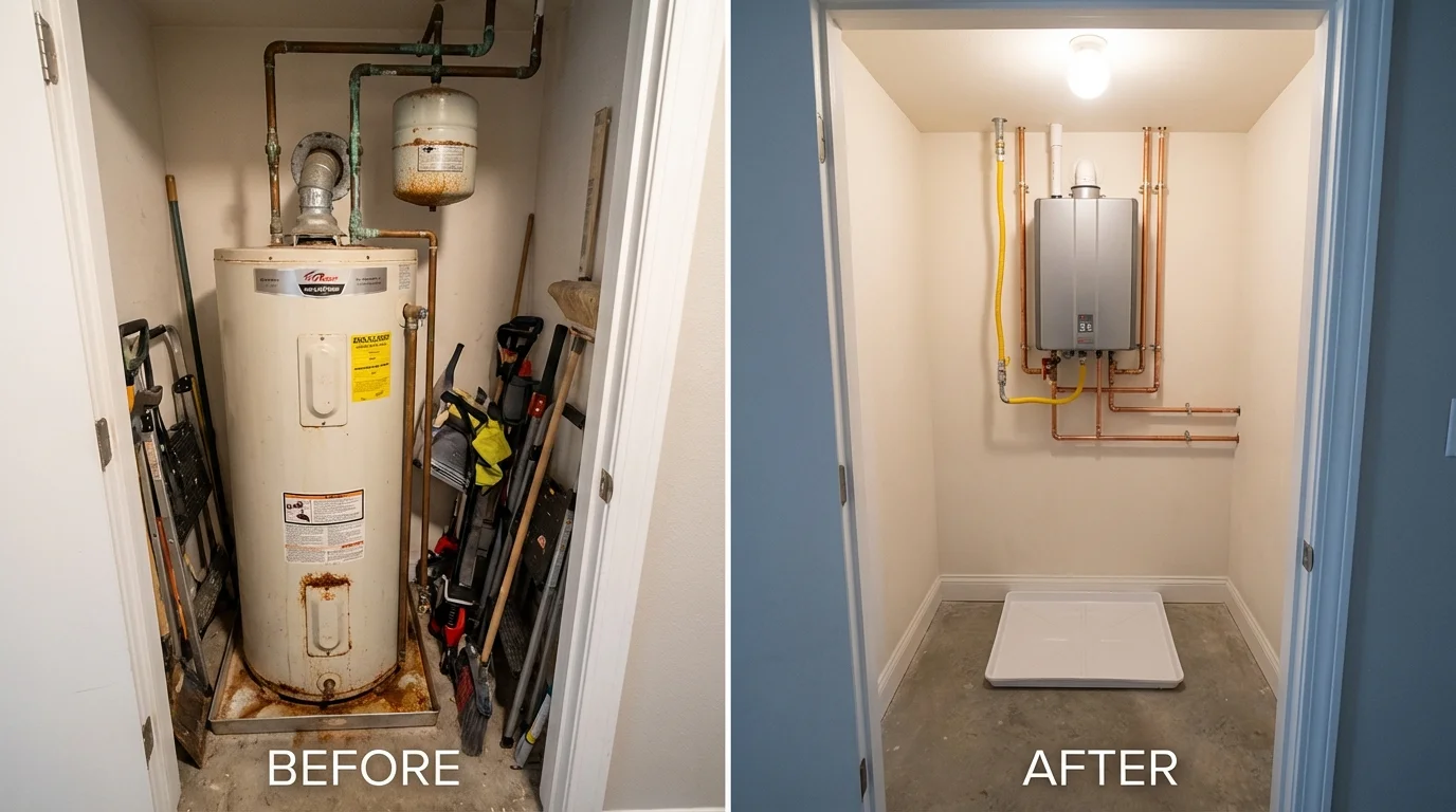 Tank water heater versus wall-mounted tankless unit comparison for Keosauqua, IA homeowners
